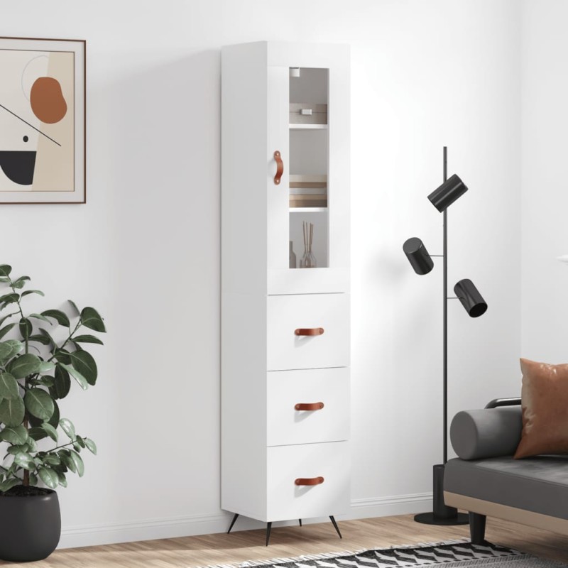vidaXL Aparador alto madera contrachapada blanco 34,5x34x180 cm vidaXL Aparador alto madera contrachapada blanco 34,5x34x180 cm