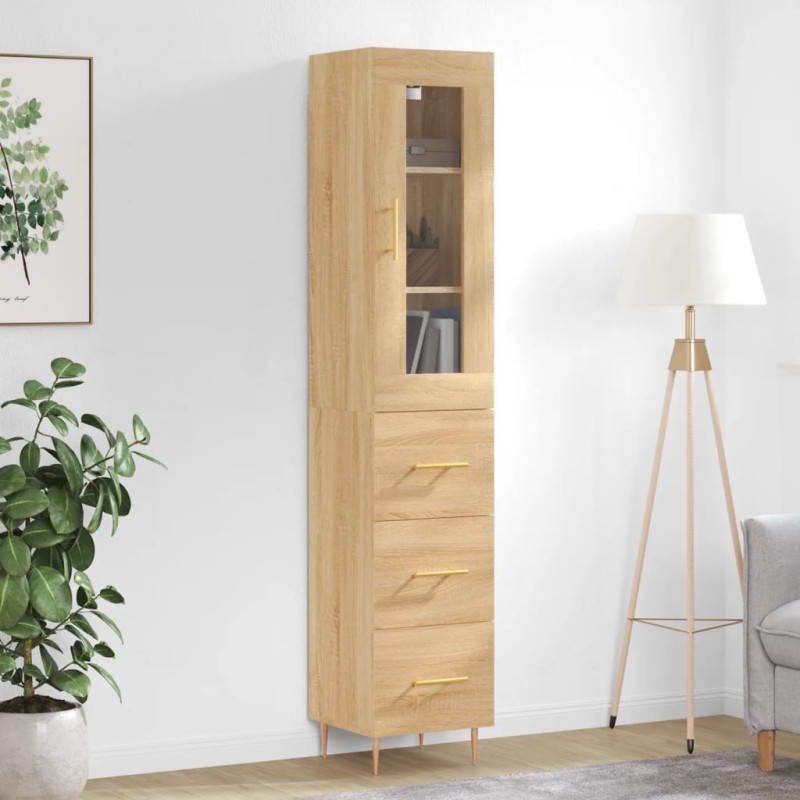 vidaXL Aparador de madera contrachapada roble Sonoma 34,5x34x180 cm