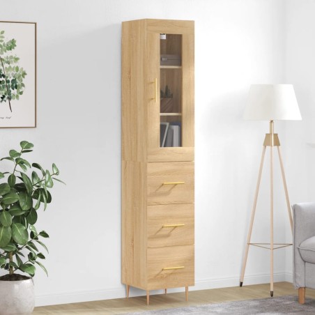 vidaXL Aparador de madera contrachapada roble Sonoma 34,5x34x180 cm