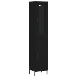 vidaXL Aparador de madera contrachapada negro 34,5x34x180 cm