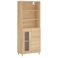 vidaXL Aparador alto madera contrachapada color roble 69,5x34x180 cm