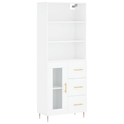 vidaXL Aparador alto madera contrachapada blanco brillo 69,5x34x180 cm