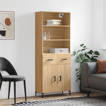 vidaXL Aparador alto madera contrachapada color roble 69,5x34x180 cm