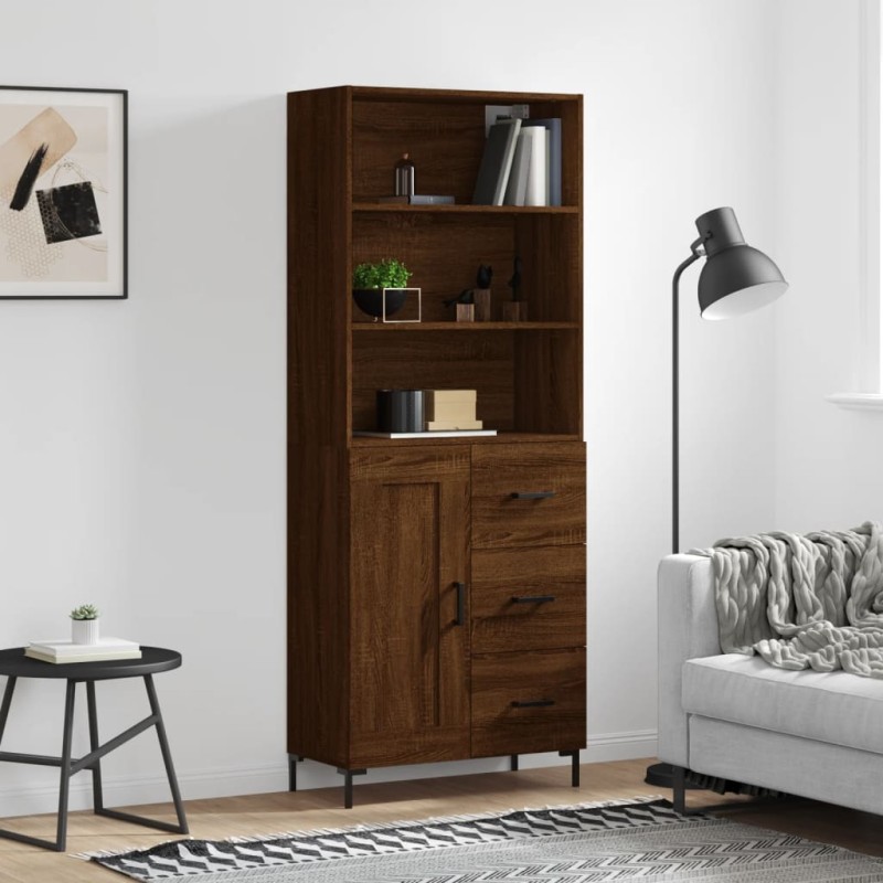 vidaXL Aparador alto madera contrachapada marrón roble 69,5x34x180 cm vidaXL Aparador alto madera contrachapada marrón roble 69,5x34x180 cm