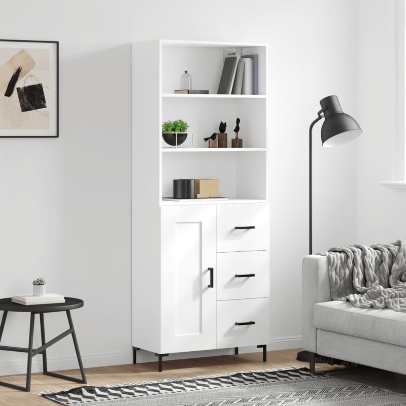 vidaXL Aparador alto madera contrachapada blanco 69,5x34x180 cm vidaXL Aparador alto madera contrachapada blanco 69,5x34x180 cm