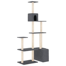 vidaXL Rascador para gatos con postes de sisal gris oscuro 180 cm