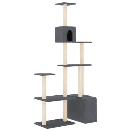 vidaXL Rascador para gatos con postes de sisal gris oscuro 180 cm