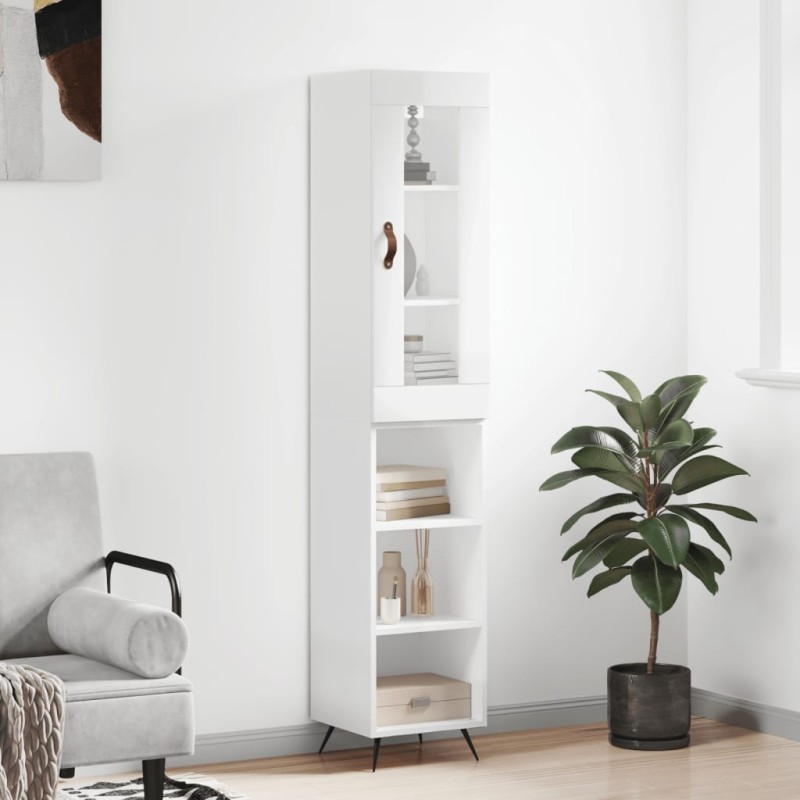 vidaXL Aparador alto madera contrachapada blanco brillo 34,5x34x180 cm vidaXL Aparador alto madera contrachapada blanco brillo 34,5x34x180 cm