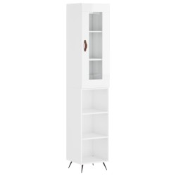 vidaXL Aparador alto madera contrachapada blanco brillo 34,5x34x180 cm