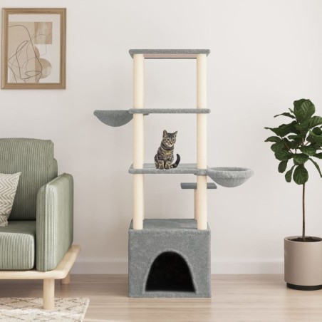 vidaXL Rascador para gatos con postes de sisal gris claro 147 cm