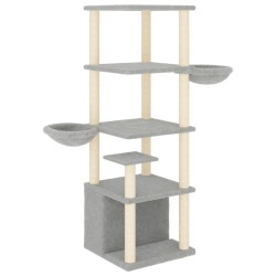 vidaXL Rascador para gatos con postes de sisal gris claro 147 cm