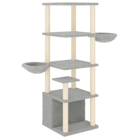 vidaXL Rascador para gatos con postes de sisal gris claro 147 cm