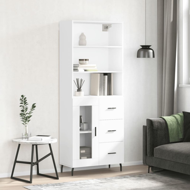 vidaXL Aparador alto madera contrachapada blanco 69,5x34x180 cm vidaXL Aparador alto madera contrachapada blanco 69,5x34x180 cm