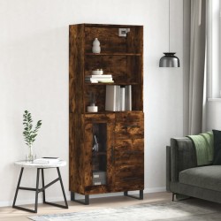 vidaXL Aparador alto madera contrachapada roble ahumado 69,5x34x180 cm