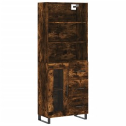 vidaXL Aparador alto madera contrachapada roble ahumado 69,5x34x180 cm