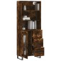 vidaXL Aparador alto madera contrachapada roble ahumado 69,5x34x180 cm