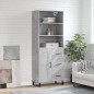 vidaXL Aparador alto madera contrachapada gris hormigón 69,5x34x180 cm