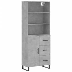 vidaXL Aparador alto madera contrachapada gris hormigón 69,5x34x180 cm