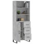 vidaXL Aparador alto madera contrachapada gris hormigón 69,5x34x180 cm