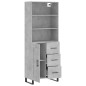 vidaXL Aparador alto madera contrachapada gris hormigón 69,5x34x180 cm