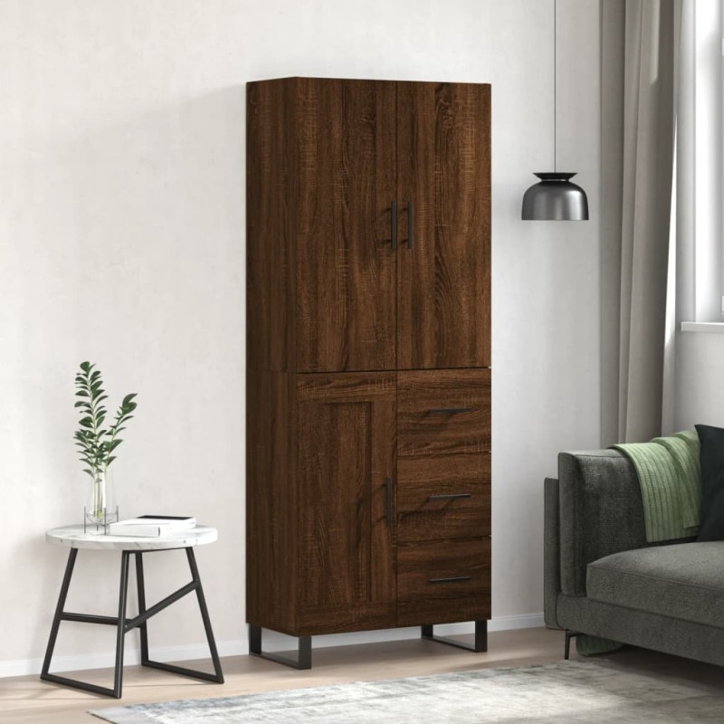 vidaXL Aparador alto madera contrachapada marrón roble 69,5x34x180 cm vidaXL Aparador alto madera contrachapada marrón roble 69,5x34x180 cm