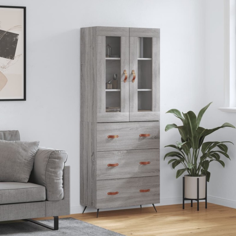 vidaXL Aparador alto madera contrachapada gris sonoma 69,5x34x180 cm vidaXL Aparador alto madera contrachapada gris sonoma 69,5x34x180 cm