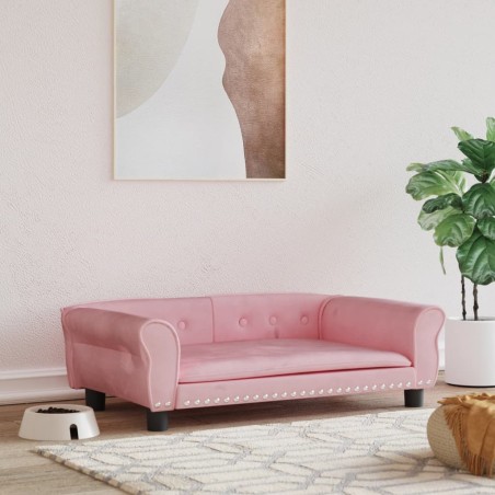 vidaXL Cama para perros de terciopelo rosa 95x55x30 cm