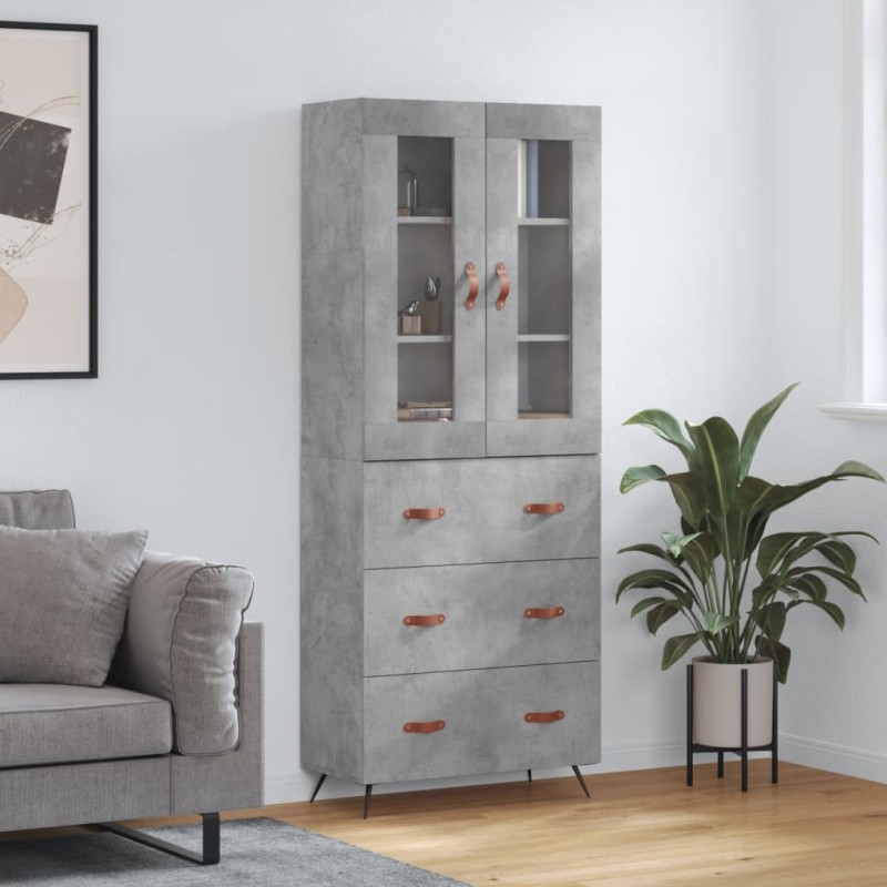 vidaXL Aparador alto madera contrachapada gris hormigón 69,5x34x180 cm vidaXL Aparador alto madera contrachapada gris hormigón 69,5x34x180 cm