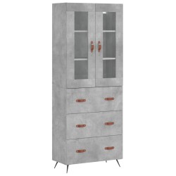 vidaXL Aparador alto madera contrachapada gris hormigón 69,5x34x180 cm