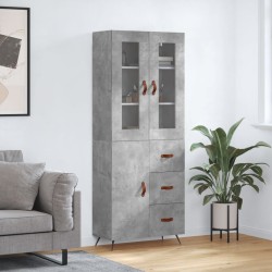 vidaXL Aparador alto madera contrachapada gris hormigón 69,5x34x180 cm