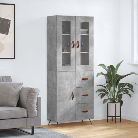 vidaXL Aparador alto madera contrachapada gris hormigón 69,5x34x180 cm