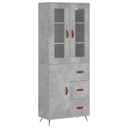 vidaXL Aparador alto madera contrachapada gris hormigón 69,5x34x180 cm