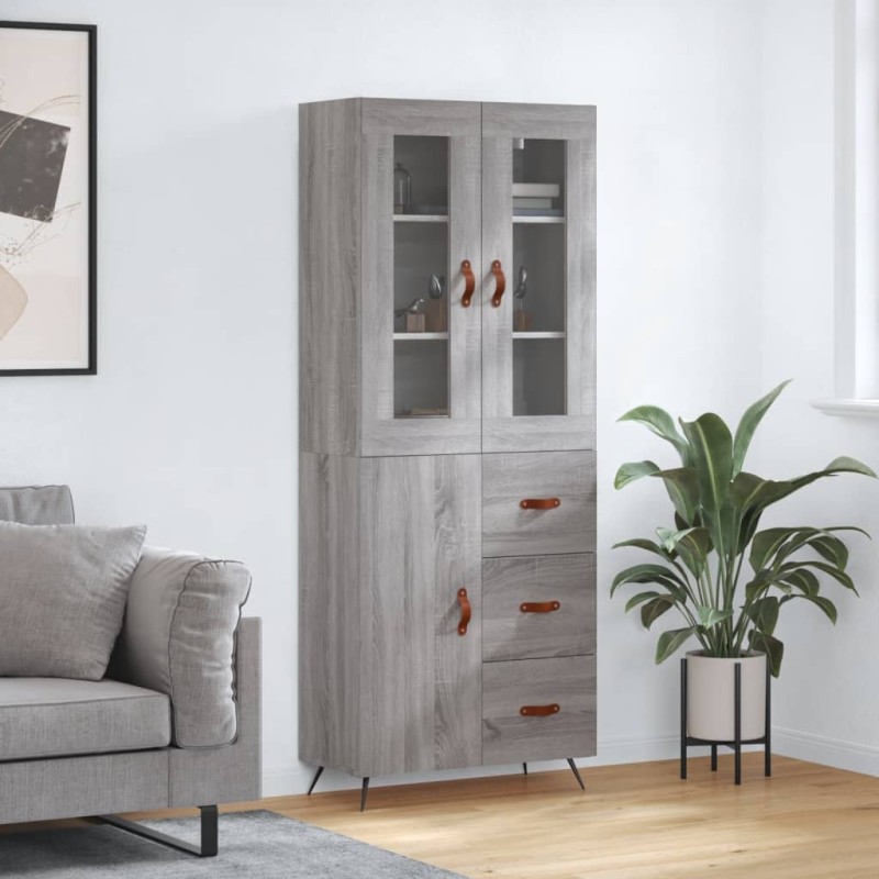 vidaXL Aparador alto madera contrachapada gris sonoma 69,5x34x180 cm vidaXL Aparador alto madera contrachapada gris sonoma 69,5x34x180 cm