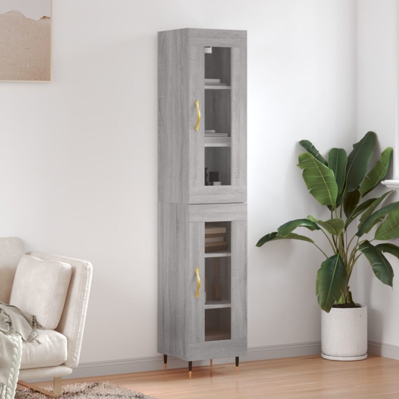 vidaXL Aparador alto madera contrachapada gris Sonoma 34,5x34x180 cm vidaXL Aparador alto madera contrachapada gris Sonoma 34,5x34x180 cm
