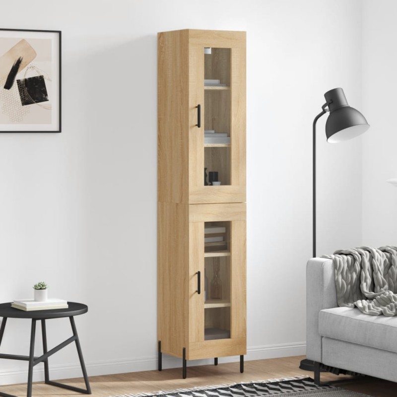 vidaXL Aparador de madera contrachapada roble Sonoma 34,5x34x180 cm vidaXL Aparador de madera contrachapada roble Sonoma 34,5x34x180 cm