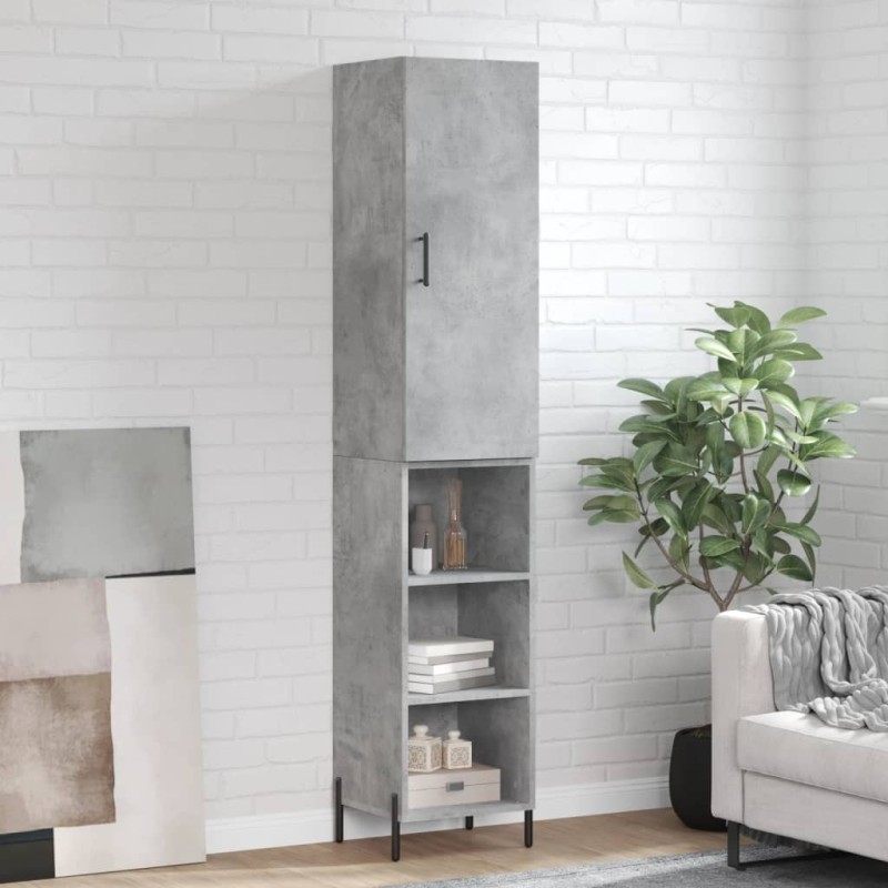 vidaXL Aparador de madera contrachapada gris hormigón 34,5x34x180 cm vidaXL Aparador de madera contrachapada gris hormigón 34,5x34x180 cm