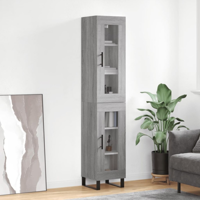 vidaXL Aparador alto madera contrachapada gris Sonoma 34,5x34x180 cm vidaXL Aparador alto madera contrachapada gris Sonoma 34,5x34x180 cm