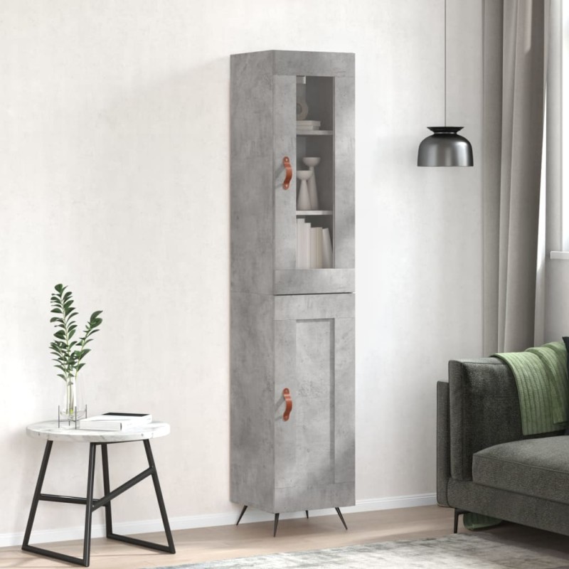 vidaXL Aparador de madera contrachapada gris hormigón 34,5x34x180 cm vidaXL Aparador de madera contrachapada gris hormigón 34,5x34x180 cm