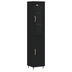 vidaXL Aparador de madera contrachapada negro 34,5x34x180 cm