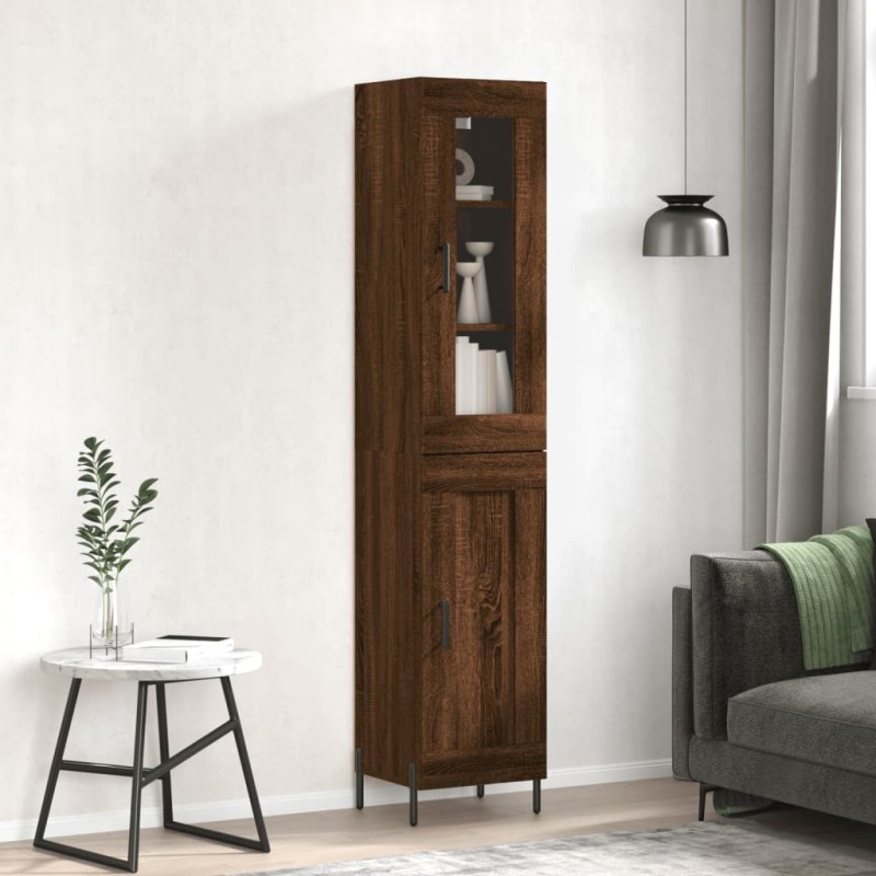 vidaXL Aparador alto madera contrachapada roble marrón 34,5x34x180 cm vidaXL Aparador alto madera contrachapada roble marrón 34,5x34x180 cm