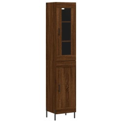 vidaXL Aparador alto madera contrachapada roble marrón 34,5x34x180 cm