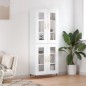 vidaXL Aparador alto madera contrachapada blanco brillo 69,5x34x180 cm