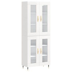 vidaXL Aparador alto madera contrachapada blanco brillo 69,5x34x180 cm