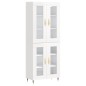 vidaXL Aparador alto madera contrachapada blanco brillo 69,5x34x180 cm