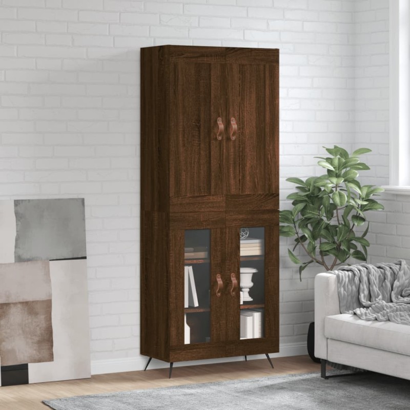 vidaXL Aparador alto madera contrachapada marrón roble 69,5x34x180 cm vidaXL Aparador alto madera contrachapada marrón roble 69,5x34x180 cm