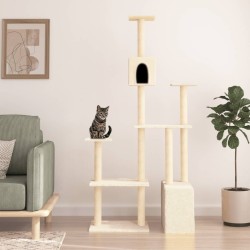 vidaXL Rascador para gatos con postes de sisal crema 180 cm