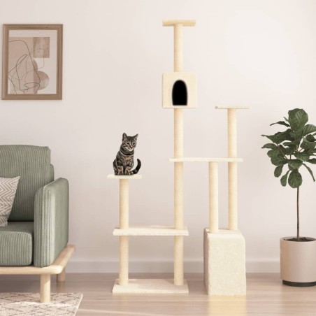 vidaXL Rascador para gatos con postes de sisal crema 180 cm