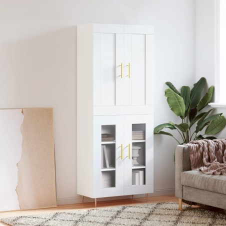 vidaXL Aparador alto madera contrachapada blanco 69,5x34x180 cm
