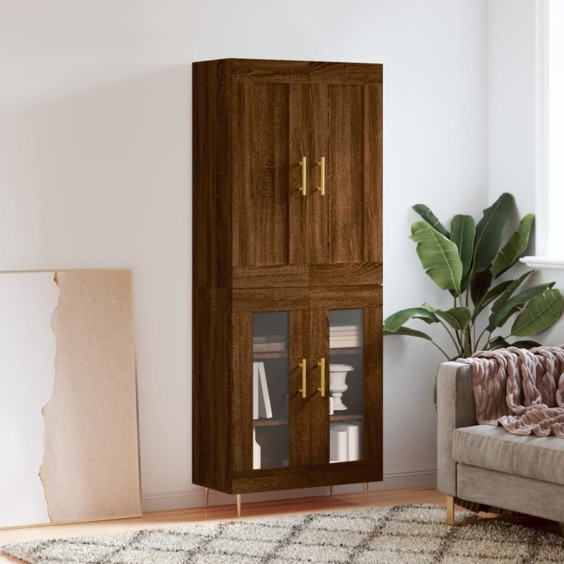 vidaXL Aparador alto madera contrachapada marrón roble 69,5x34x180 cm vidaXL Aparador alto madera contrachapada marrón roble 69,5x34x180 cm