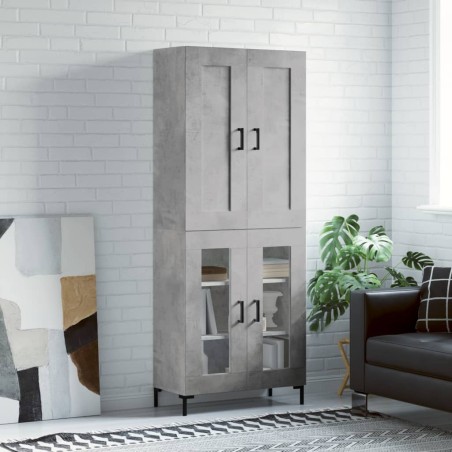 vidaXL Aparador alto madera contrachapada gris hormigón 69,5x34x180 cm
